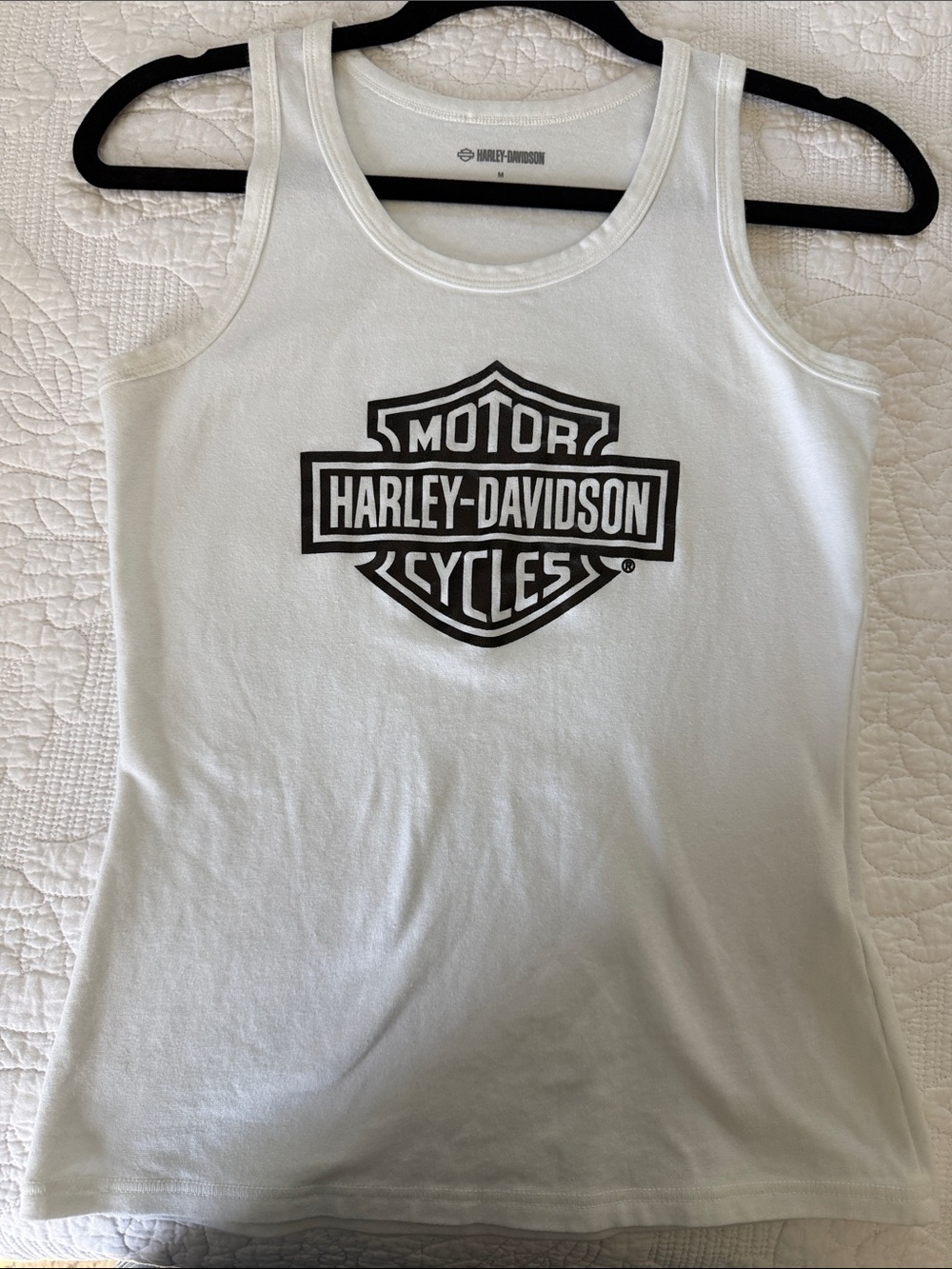 Harley-Davidson White Racer Back Tank with Black Shield Logo